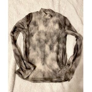 Brand New From GU Japan Sheer Marble Stretchy Long Sleeve Shirt Size Small